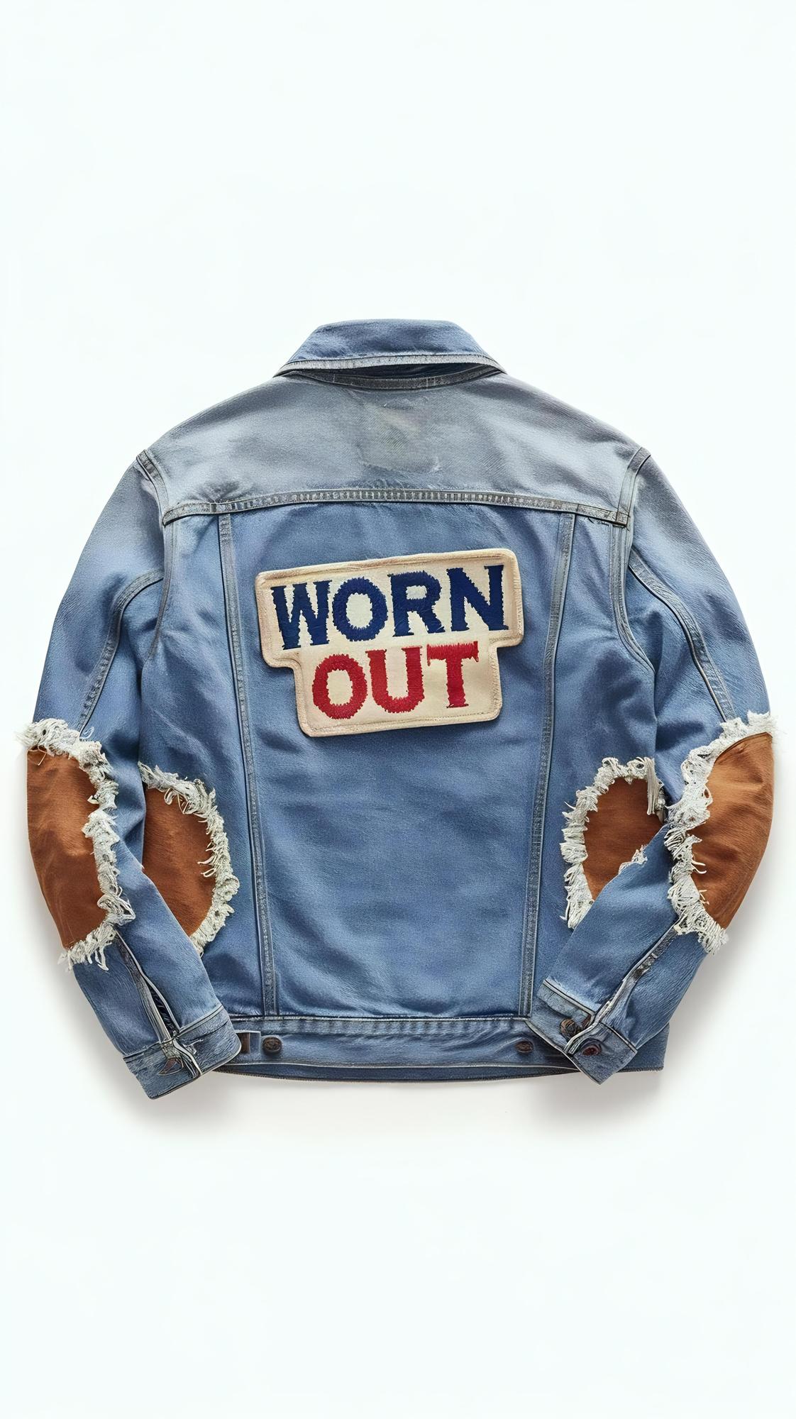 Custom embroidered patch on denim jacket